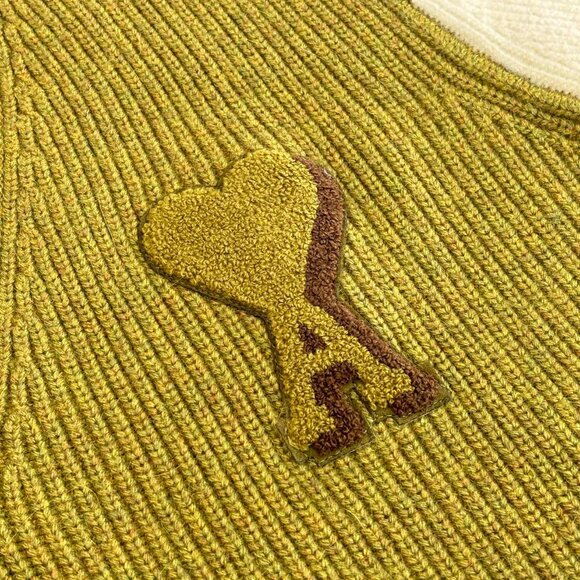 Ami Paris Green Wool College Sweater - Picture 5 of 9